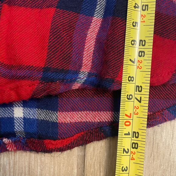 American Eagle Red Plaid Flannel Shirt Women’s Medium Boyfriend Fit Soft - Picture 5 of 11